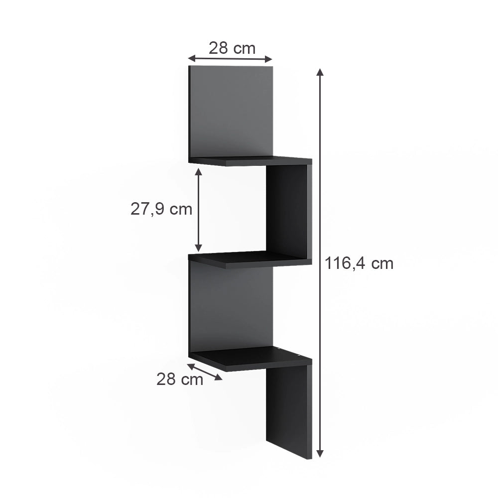 Scaffale ad angolo Paolo Nero 28 x 116.4 cm Set di 2 Vicco