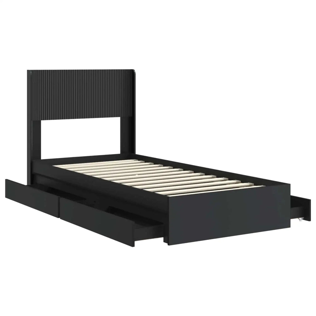 Struttura del letto con stoccaggio e testata Nero 100 x 200 cm 3414408