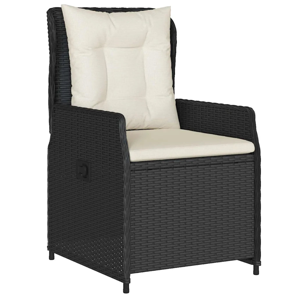 Set da Pranzo per Giardino 5 pcs Nero polyrattan
