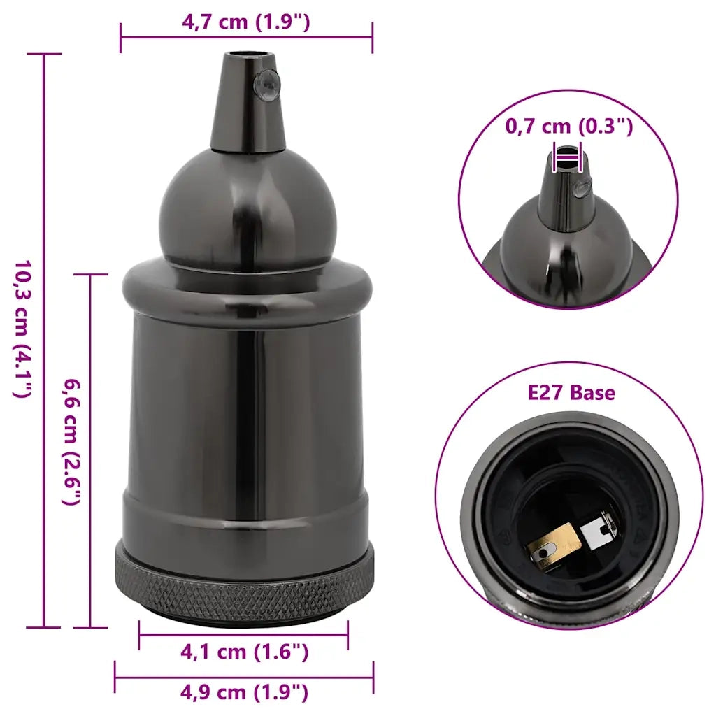 Portalampade 2 pz Nero Lucido E27 4106543