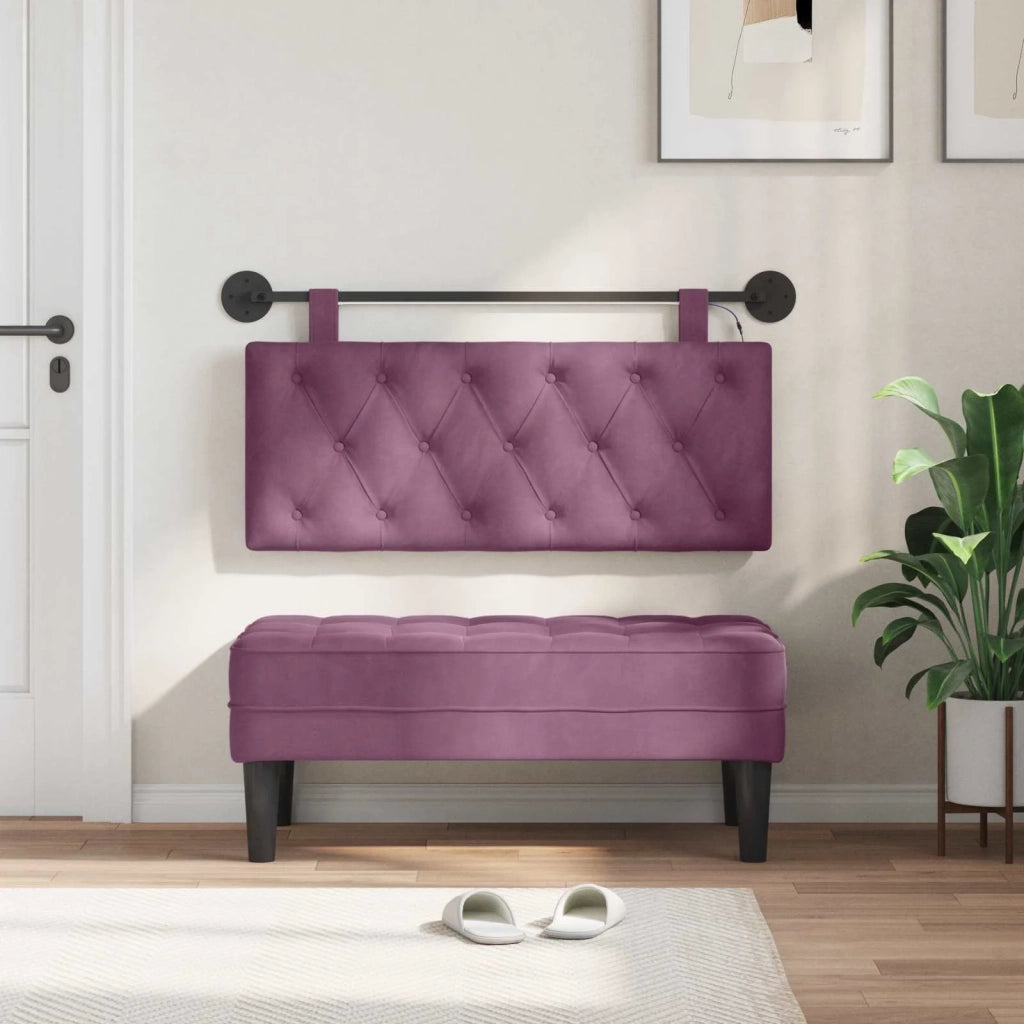 Testiera | Testata sospesa Con luce LED Viola Velluto