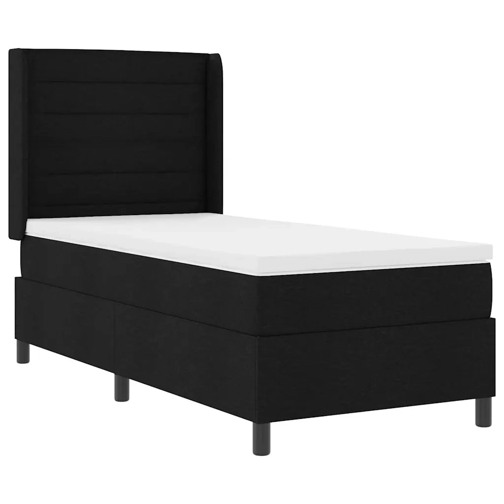 Letto a Sorgente LED con materasso Nero 90 x 190 cm Tessuto