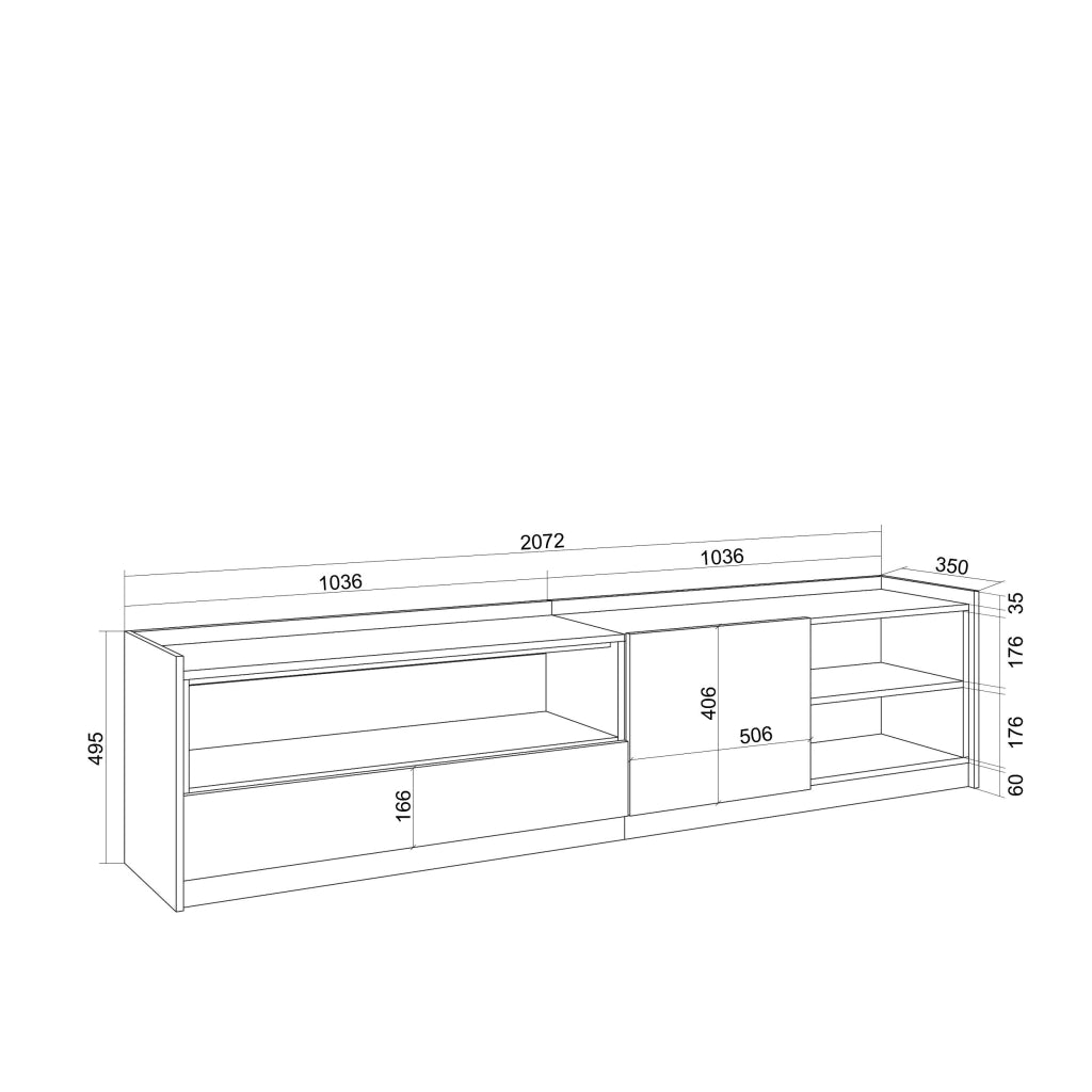 Mobile TV Soggiorno, 207x50x37 cm, Per TV fino a 80", Mobile Soggiorno, Rovere scuro e Nero