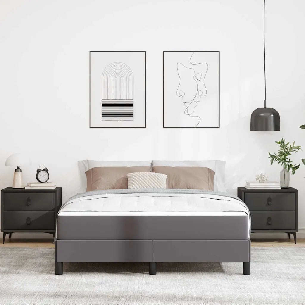 Letto matrimoniale | Letto per adulti | Struttura del letto con materasso Grigio 140 x 200 cm Tessuto
