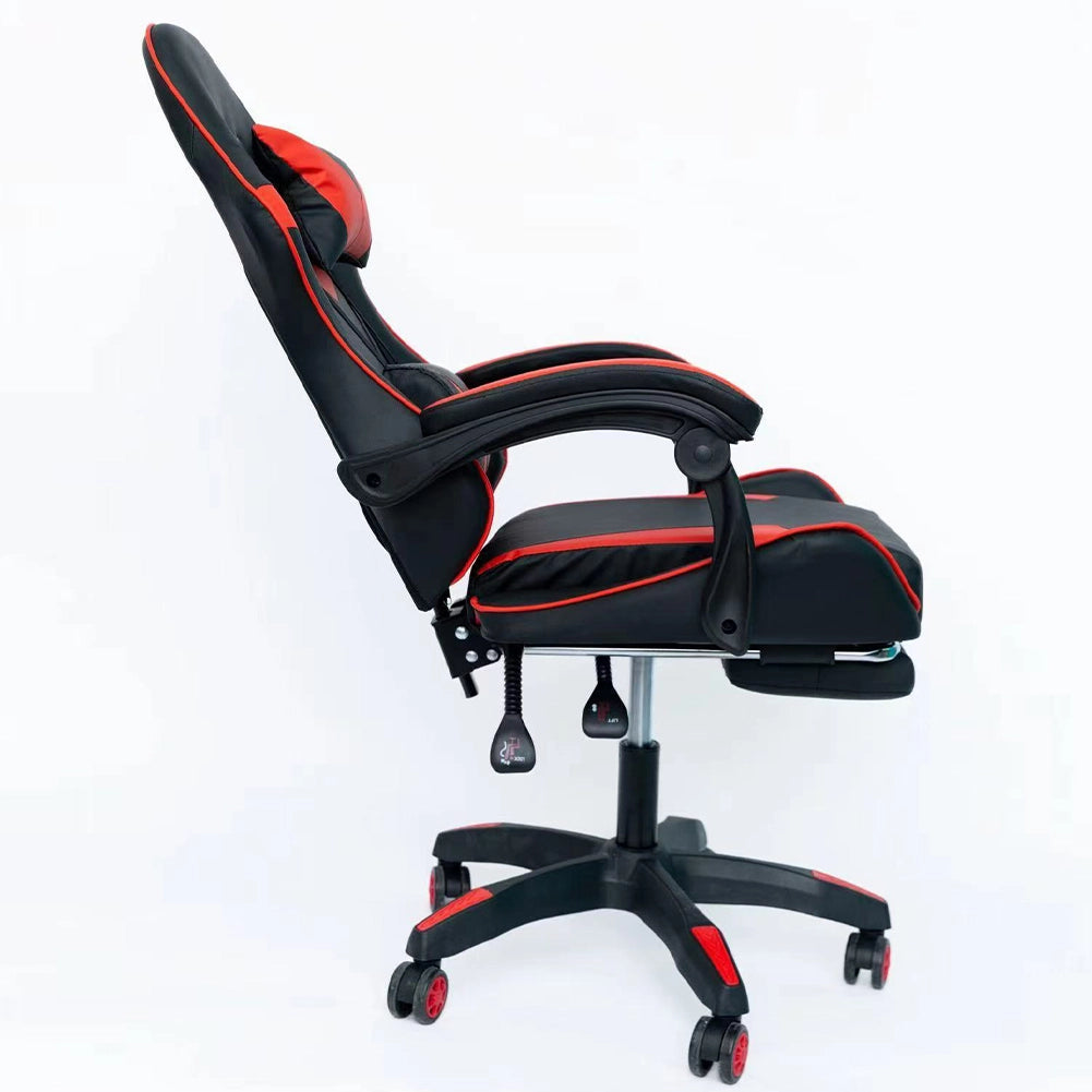 Sedia Gaming da Scrivania con Poggiapiedi e Cuscino Lombare e Cervicale Rosso