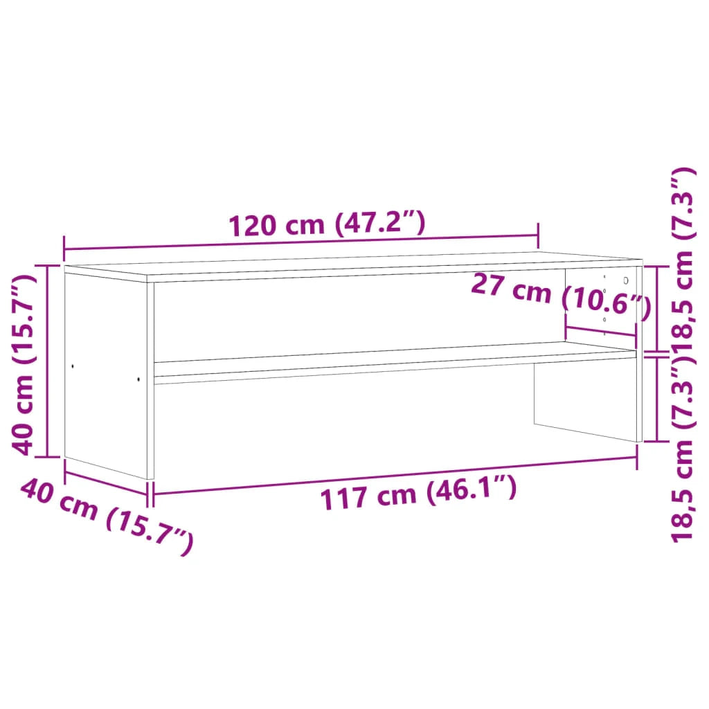 Mobile TV multimediale scaffale TV credenza mobile TV sala da pranzo soggiorno camera da letto rovere lavorato a mano 120 x 40 x 40 cm legno ingegnerizzato marrone 02_0027249