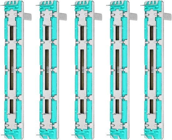 Potenziometro a scorrimento 75 mm doppio canale B10k 5 pezzi in metallo - Fader Mixer compatibile - Componenti di alta qualità per apparecchiature audio