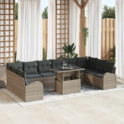 Set Divano da Giardino con cuscino 11 pcs Grigio Poly Rattan 3357452