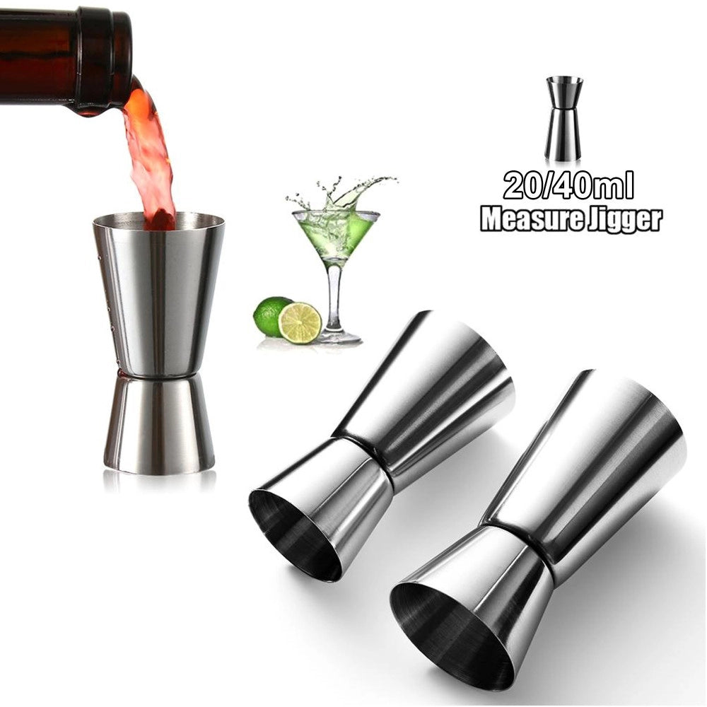 Trade Shop - Misurino Doppio Per Cocktail 20-40 Ml Jigger Drink In Acciaio Da Bar Barman 8 Cm -
