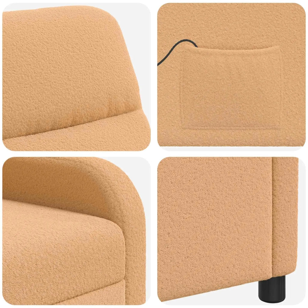 Poltrona Massaggiante Beige Bouclé 42034956