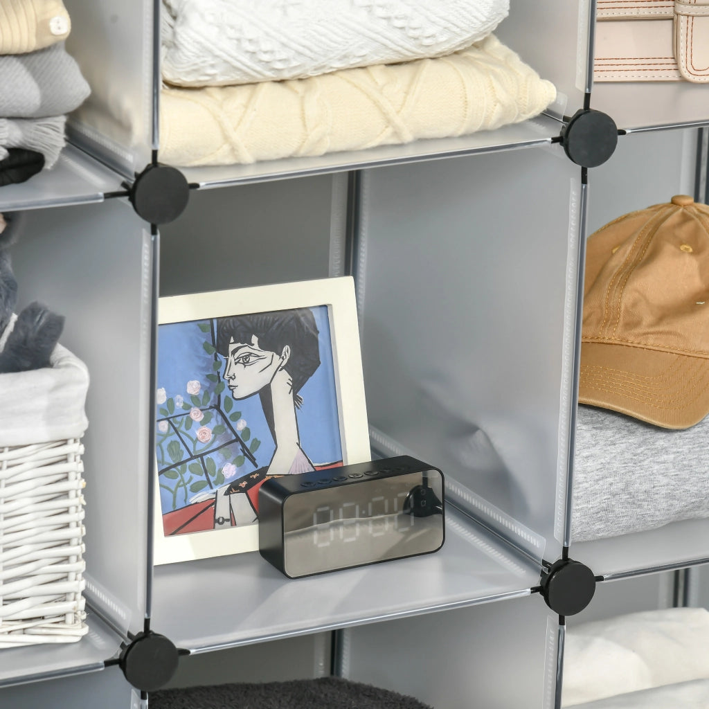 Armadio Scarpiera Plastica con 16 Cubi ¨C Minimal ¨C 125x32x125 cm Trasparente