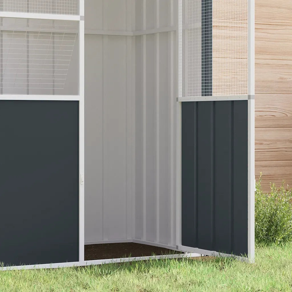 Gabbia per Uccelli Antracite 215x78x200 cm in Acciaio Zincato 172344