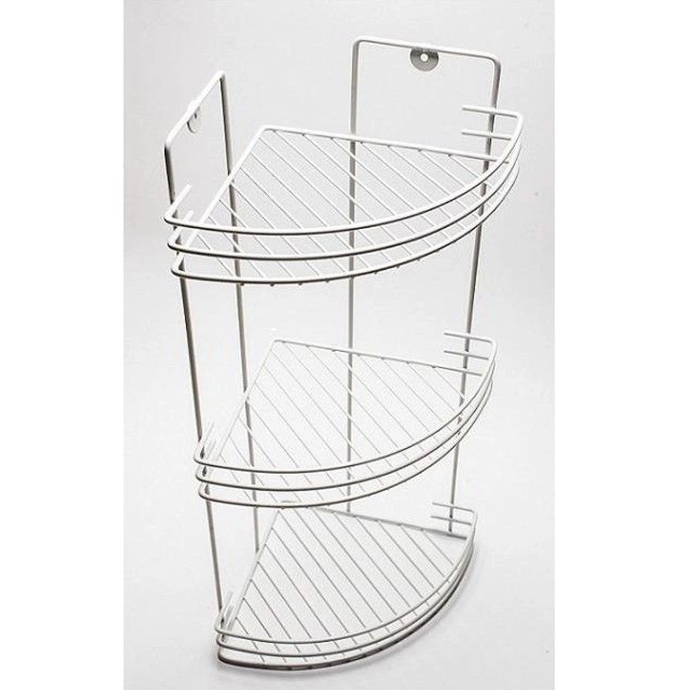 Trade Shop - Mensola Da Bagno Angolare A 3 Livelli Ripiani Metallo Bianca 59x22x22cm -