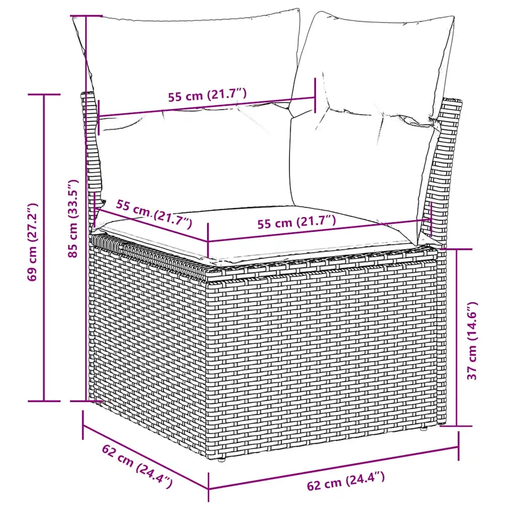 Set Divano da Giardino 4pz con Cuscini Grigio Chiaro Polyrattan 3222281