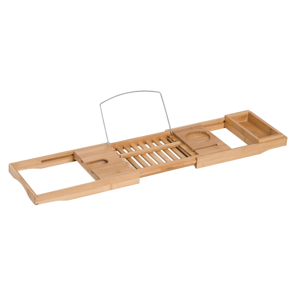 Vassoio per Vasca da Bagno Estensibile in Bambù Mensola Regolabile 70-105 cm Portaoggetti Pratico per Casa e Relax