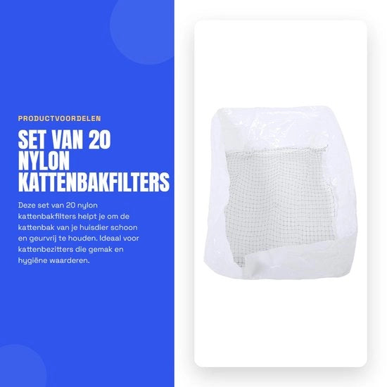 Sacchi per ciotole di gatto - 20 pezzi - Nylon - Idonei per la salute - Sacchi a filtro - Antidue - Adatti per ciotole di gatto standard - Filtro per ciotola di gatto

Specifiche tecniche: 
- Materiale: Nylon
- Quantità: 20 pezzi