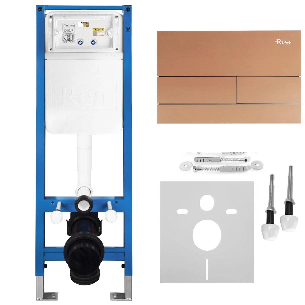 Set Telaio Da Incasso Per Wc Slim 024n Con Pulsante T Brush Copper