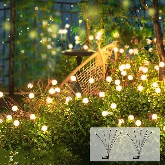 Illuminazione Solare per Giardino - Luminari di Sfida - 6 contenitori x 2 - Luci da Fuoco - Energia Solare - Impermeabile - Punti di Accensione