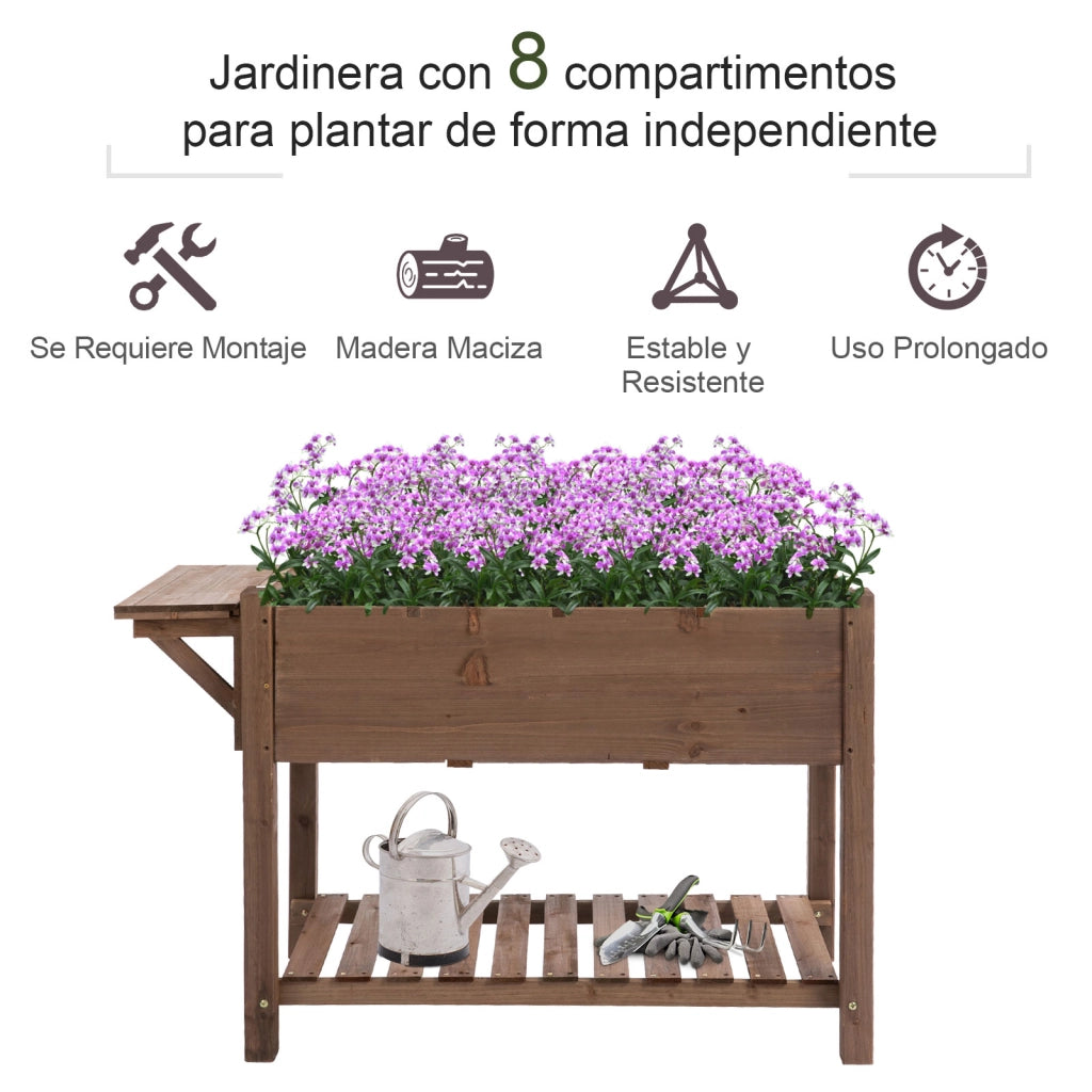 Tavolo da orto con ripiani e 8 scomparti ¨C Minimal ¨C 123x54x80 cm Marrone
