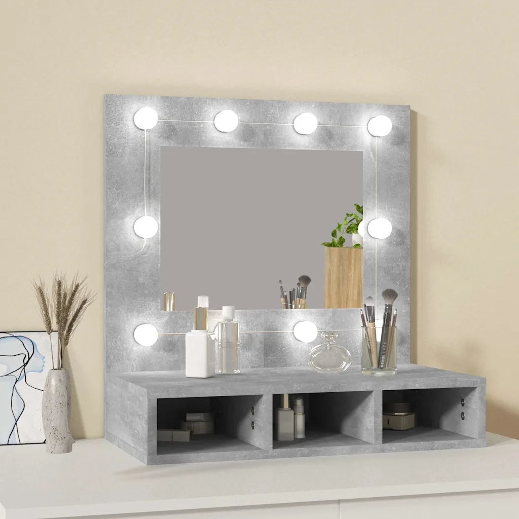 Mobile a Specchio con LED Grigio Cemento 60x31,5x62 cm 808886