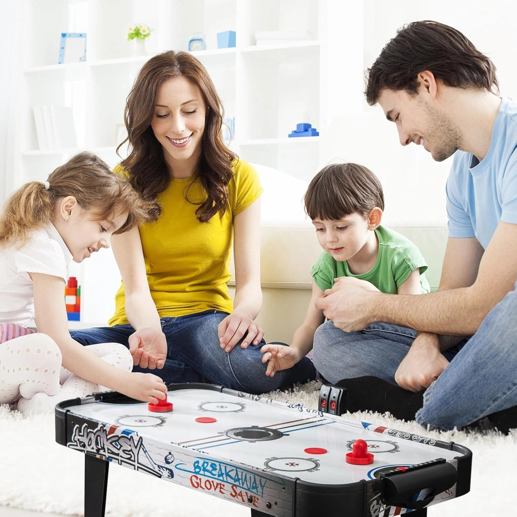 Tavolo Air Hockey, Set Tavolo da Air Hockey con Segnapunti LED Elettronico, 2 Dischi, 2 Palette, 2 Porte, Gioco Divertente per Bambini e Adulti, 110 x 59 x 31 cm