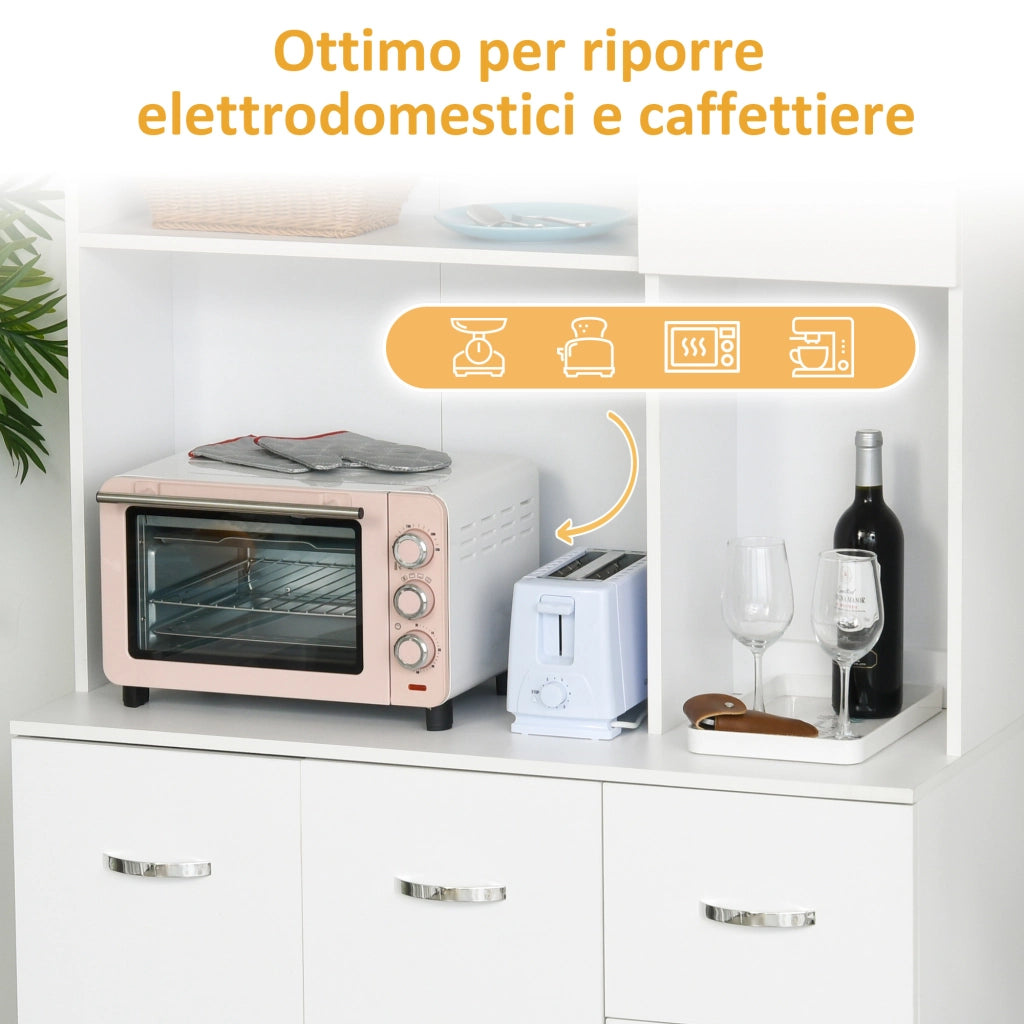 Credenza con Cassetti e Ripiani Aperti ¨C Minimal ¨C Bianco 100x39.5x183.5cm