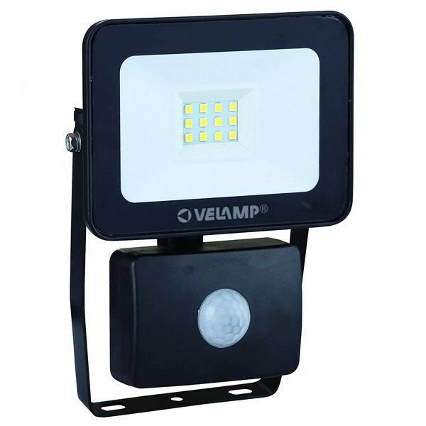 Velamp IS743-5-4000K PadLight5 Proiettore LED da Esterno 10W 800 Lumen 4000K IP44 Sensore di Movimento PIR colore Nero