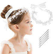 Accessori capelli - Corona di fiori - Pizzo cristallo - Bianca - Ideale per matrimoni - Ideale per la prima comunione - Stile raffinato - Corona di fiori