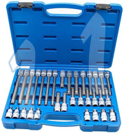 SET CASSETTA ATTREZZI CHIAVI A BUSSOLA TORX MASCHIO LUNGO RIBE 32 PEZZI