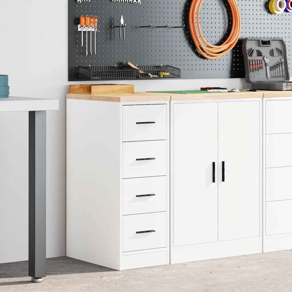 Armadietto da Garage Bianco 30x51x85 cm Legno Massello di Pino 860580