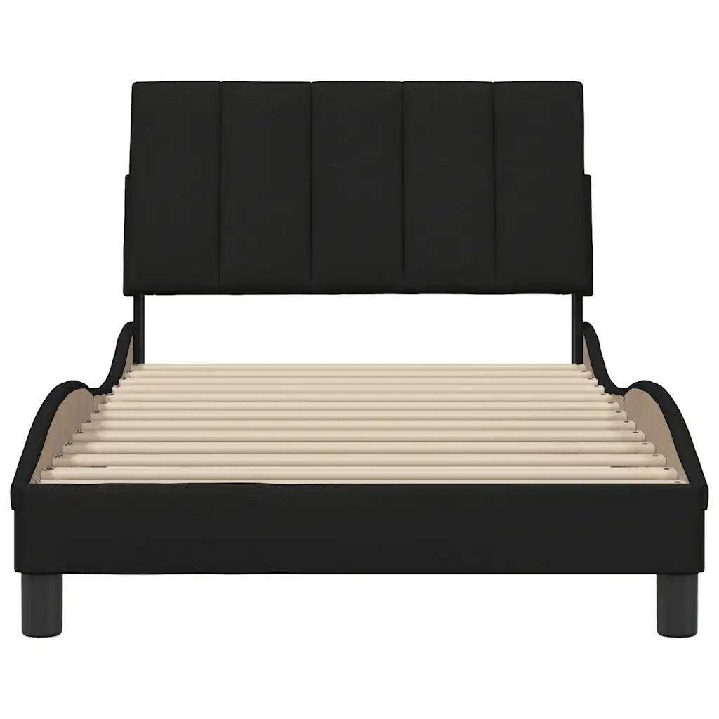 Letto singolo | Letto per adulti | Giroletto senza Materasso Hanko Nero 100x200 cm in Tessuto