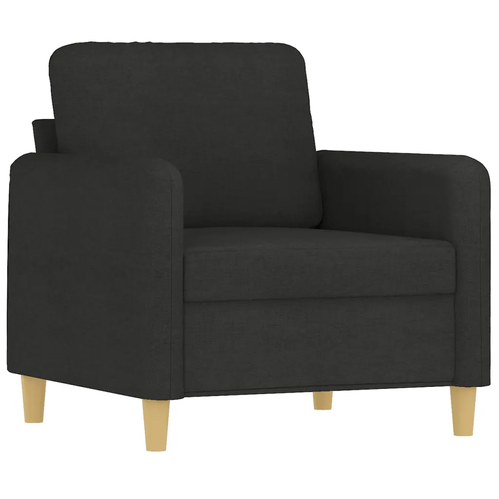 Set di Divani 3 pz con Cuscini Nero in Tessuto