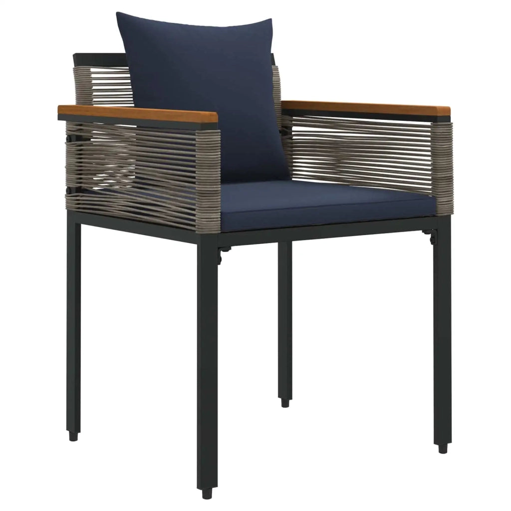 Set di Mobili da Esterno 4 pcs Grigio e Blu Navy Rattan in PE