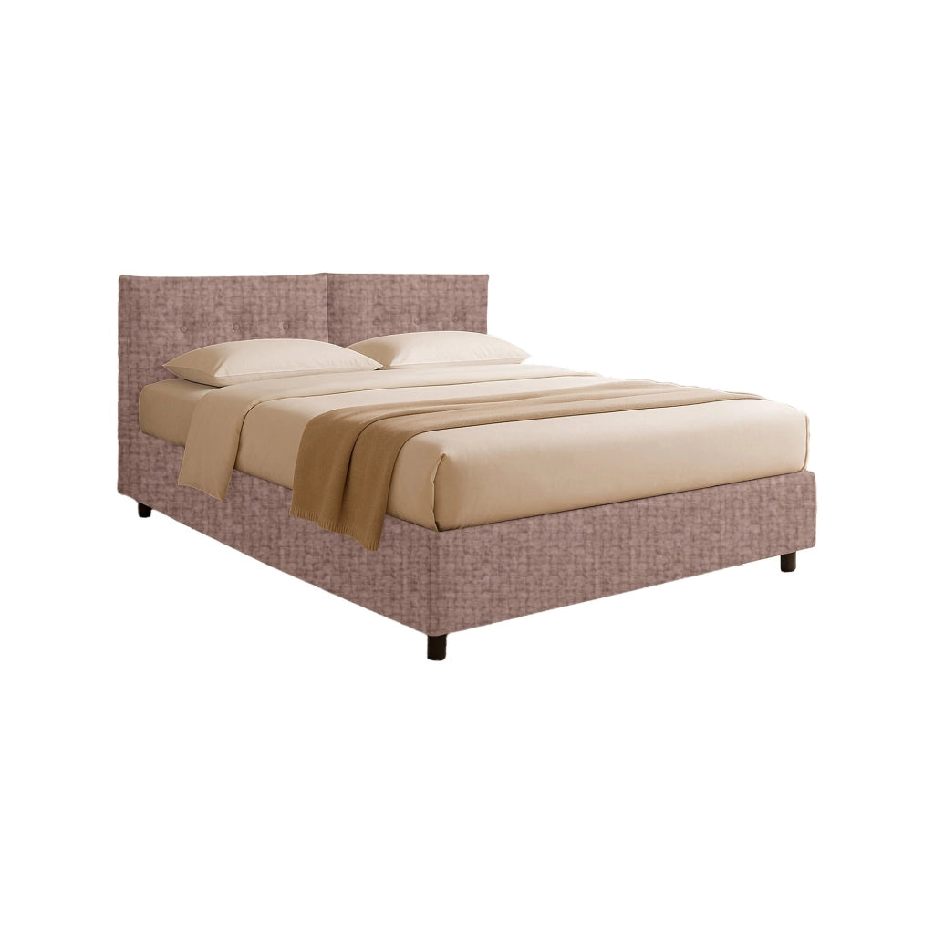 Bath, Letto Matrimoniale Sfoderabile Made in Italy, Rosa Antico