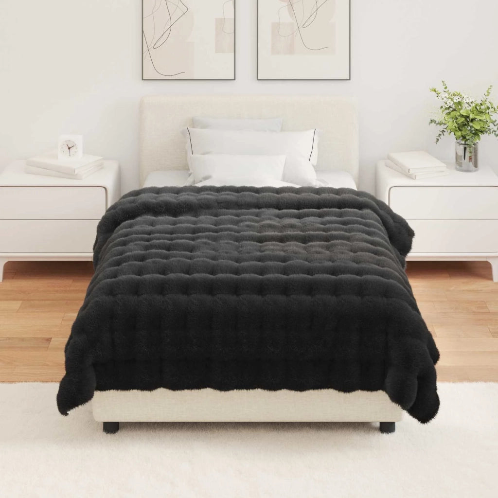 Coperta antiscivolo in finta di coniglio Olite 4 pcs Nero