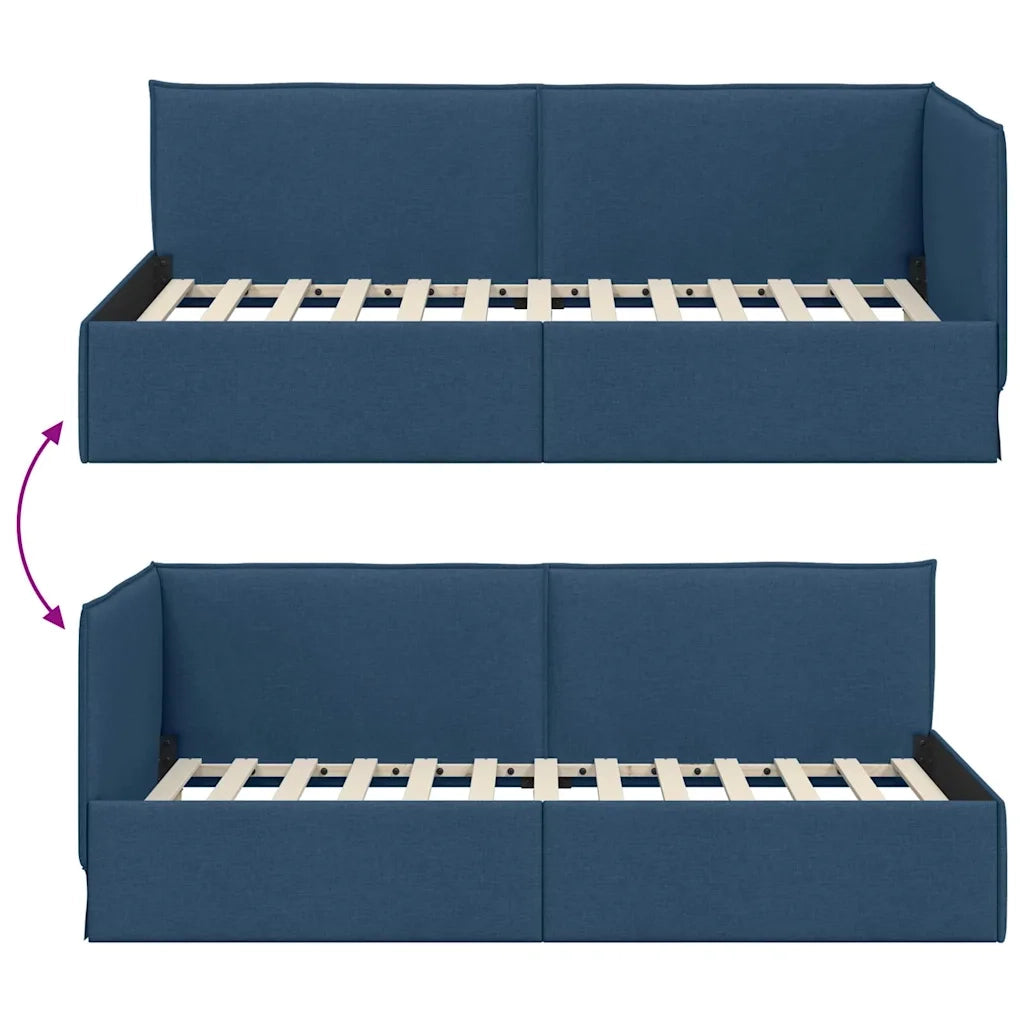 Cornice del letto ad angolo Blu 100 x 200 cm Tessuto 42016478