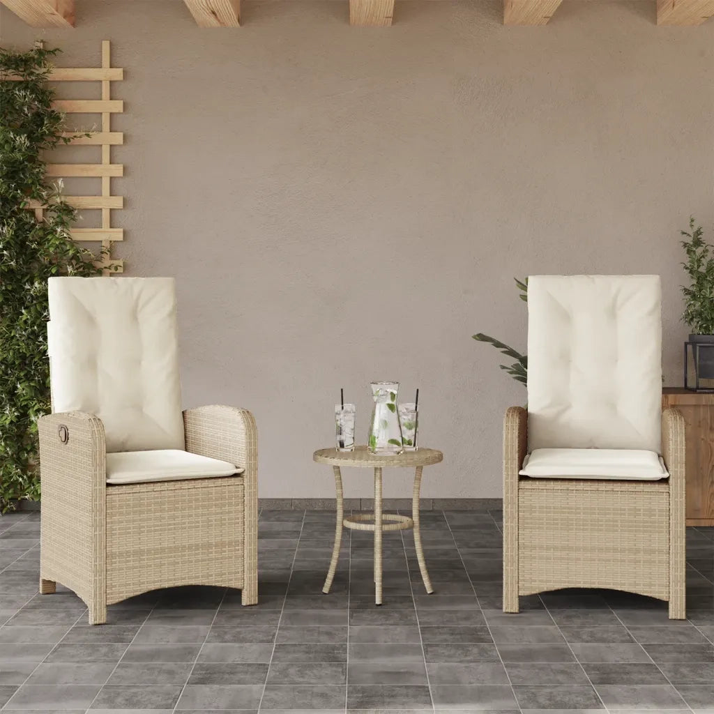 Set da Bistrò 3 pz con Cuscini Beige in Polyrattan 365180