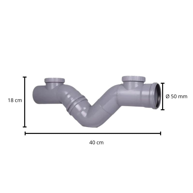 Sifone firenze orizzontale in polipropilene (2 Tappi) : Diametro - 50