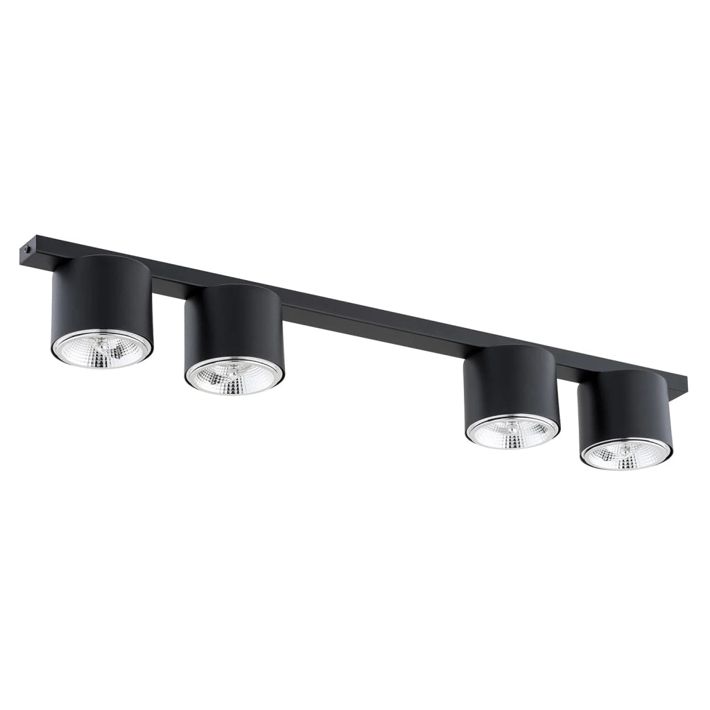 Plafoniera Moderna 4 Luci Faretti Ptah In Acciaio Nero