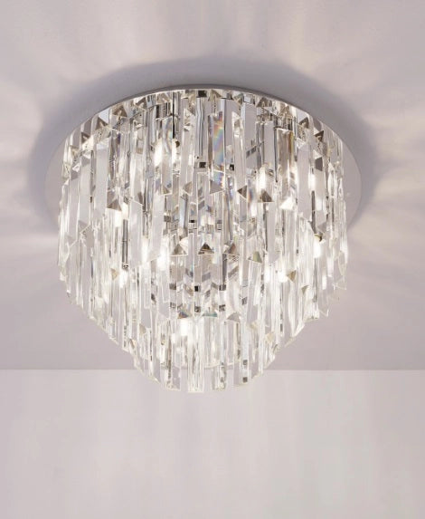 Plafoniera Monaco glamour cristallo cromata 42cm 9xG9