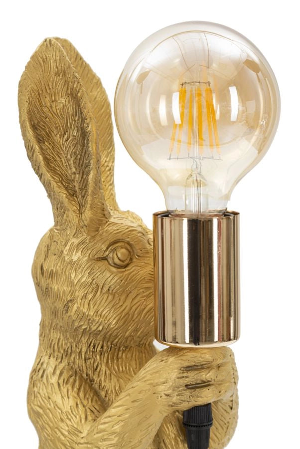 Lampada da tavolo forma di coniglio con luce in mano 13x17x35.5cm Rabbit dorato
