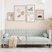 Divano Chesterfield con Rinforzi 3 Posti Grigio Chiaro Velluto 372693