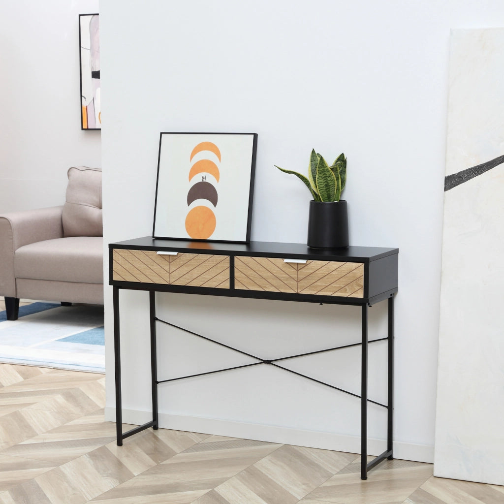 Tavolino Consolle Moderno con 2 Cassetti ¨C Minimal ¨C Nero 100x30x75cm