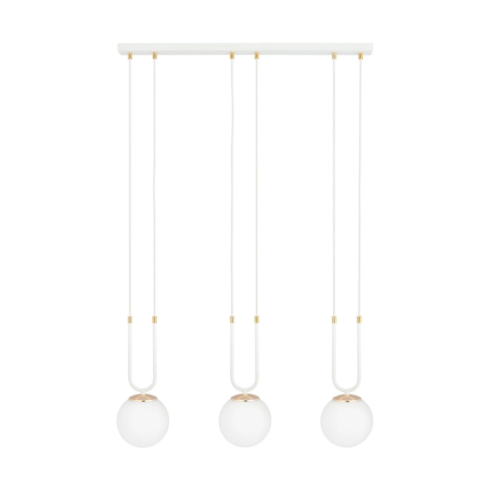 Lampadario Emibig Glam 3 luci E14 bianco oro opale