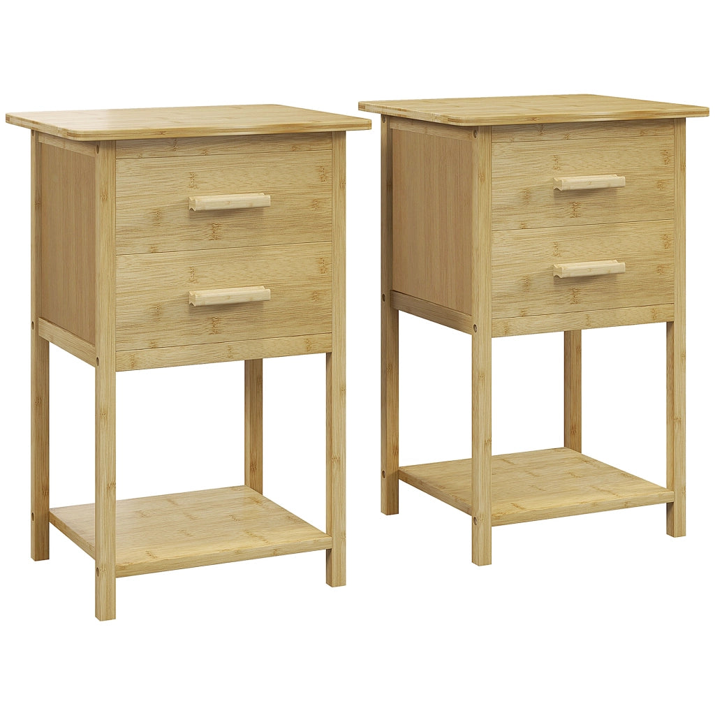 Comodini con 2 Cassetti e Ripiano ¨C Minimal ¨C Legno 40x34x60 cm