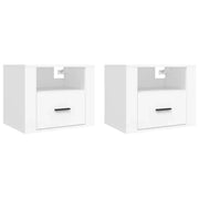 Set di 2 Comodini | Armadio da Notte | Mobiletto da notte a Muro Bianchi 50x36x40 cm