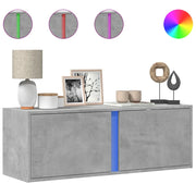 Mobile TV a Parete | Armadietto TV | Mobile Porta TV con Luci LED Grigio Cemento 100x31x35 cm