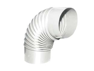 GOMITO 90  ° PORCELLANATO PER STUFE A LEGNA BIANCO ALA SMALTO CLASSIC   EE ¸ mm.140    ALA