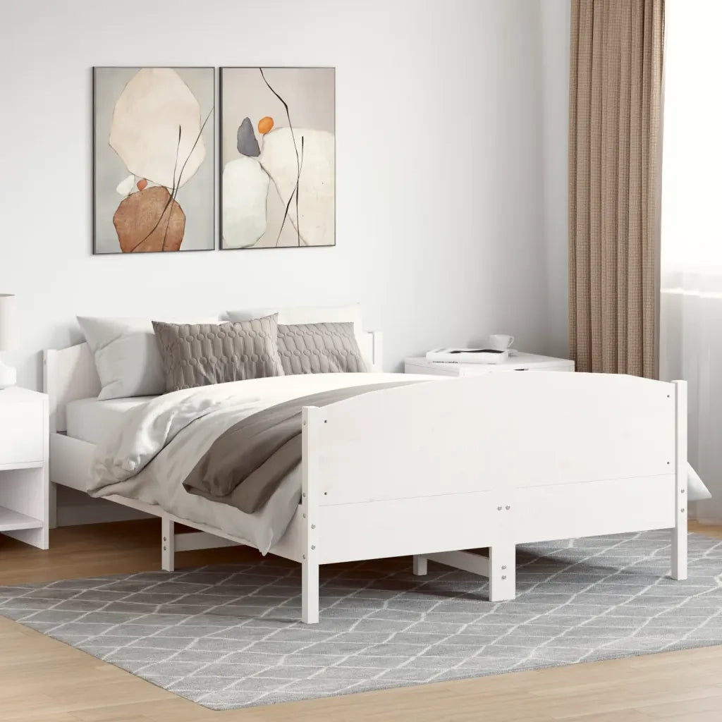 Giroletto senza Materasso-Struttura Letto Bianco 160x200 cm Legno Massello Pino 331203