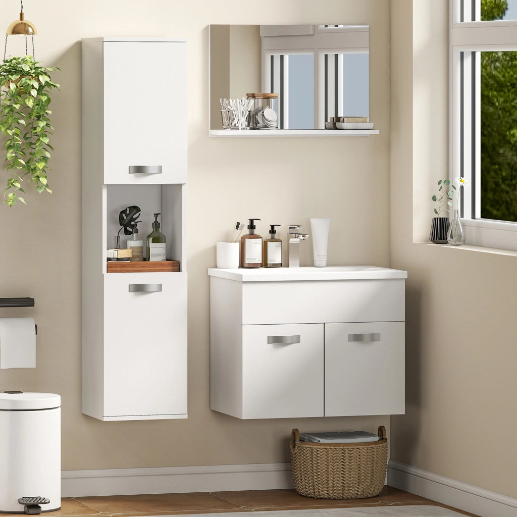 Set Mobili Bagno 4 Pezzi ¨C Xylo ¨C Mobile Sottolavabo con Lavabo, Specchio e Colonna, Bianco